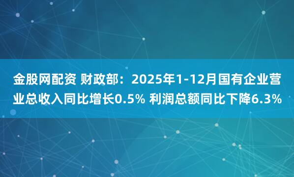 金股网配资 财政部：2025年1-12月国有企业营业总收入同比增长0.5% 利润总额同比下降6.3%