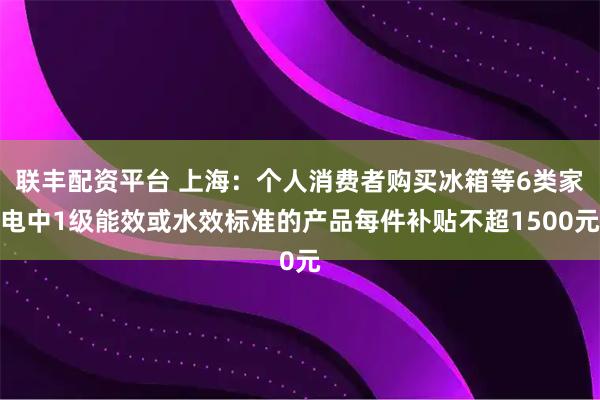 联丰配资平台 上海：个人消费者购买冰箱等6类家电中1级能效或水效标准的产品每件补贴不超1500元