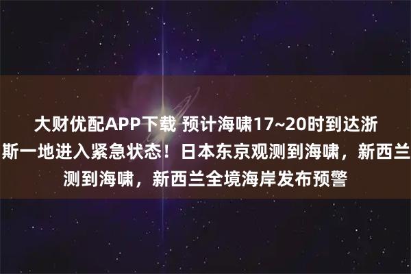 大财优配APP下载 预计海啸17~20时到达浙沪沿海海域！俄罗斯一地进入紧急状态！日本东京观测到海啸，新西兰全境海岸发布预警